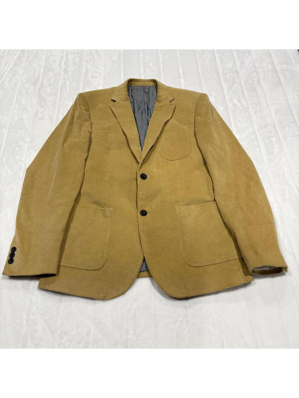 Frank & Oak Corduroy Blazer Jacket Men's 42 Tan Classic Casual Stylish Outerwear